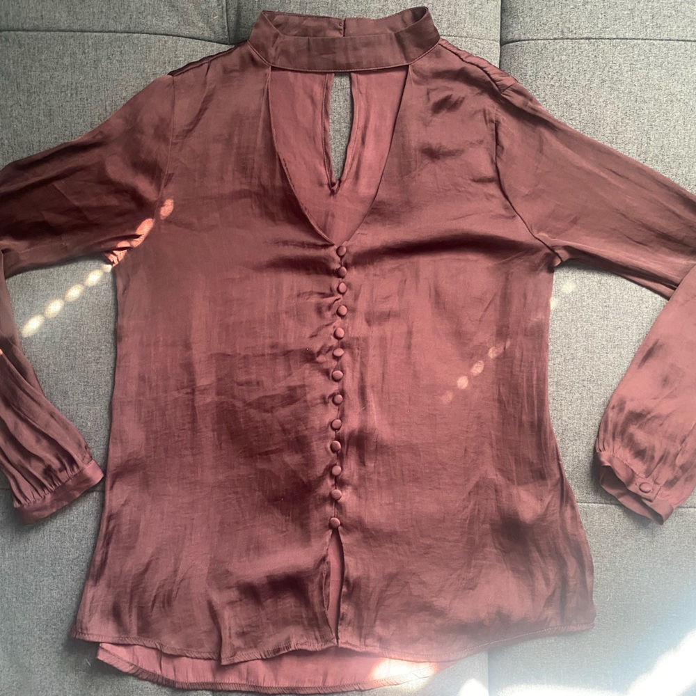 Bardot Satin Blouse in Deep Burgundy